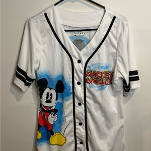 Disney Women Mickey Mouse White Red Blue Baseball Jersey Woman’s Sizes XL